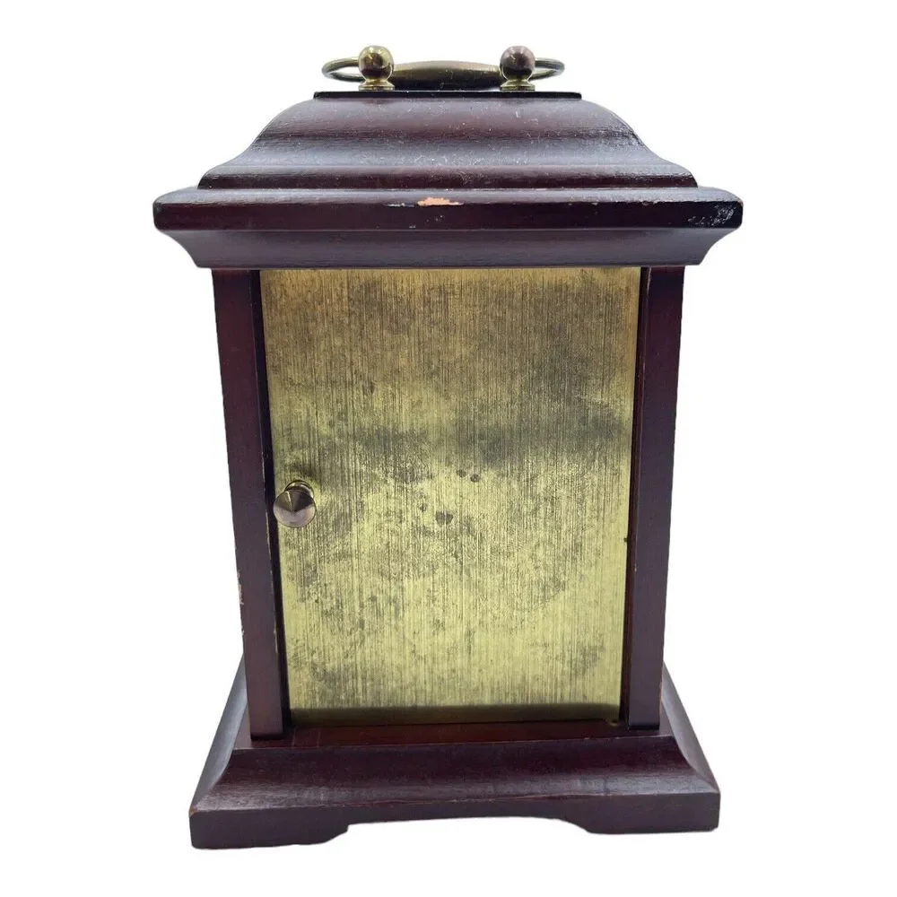 Bulova Carriage Shelf Clock Quartz Dark Cherry Look Wood with Brass Handle PARTS